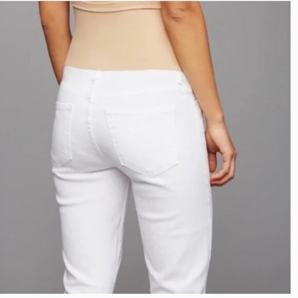 Mother Denim x P Collection Maternity Pony Boy Cropped Slim Jeans in White Sz 26 - Picture 2 of 16
